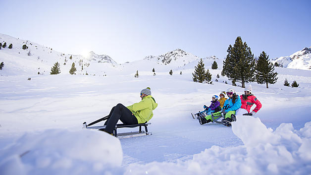 Tobogganing and skiing in Italy at Alpin Arena Senales